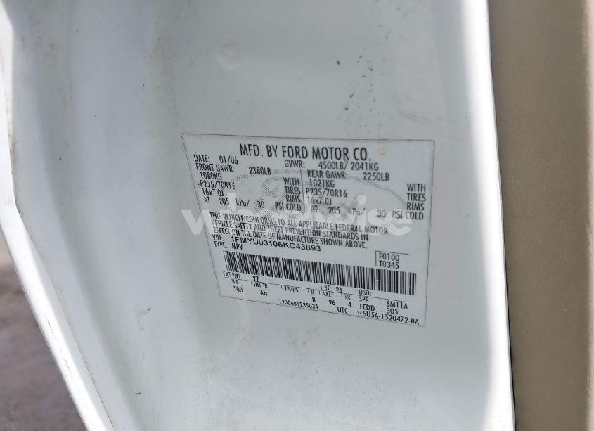 Photo 9 of 2006 Ford Escape XLT (VIN 1FMYUO3106KC43893)