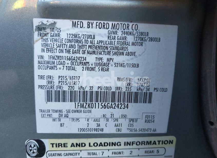 Photo 9 of 2006 Ford Freestyle SE (VIN 1FMZK01156GA24234)