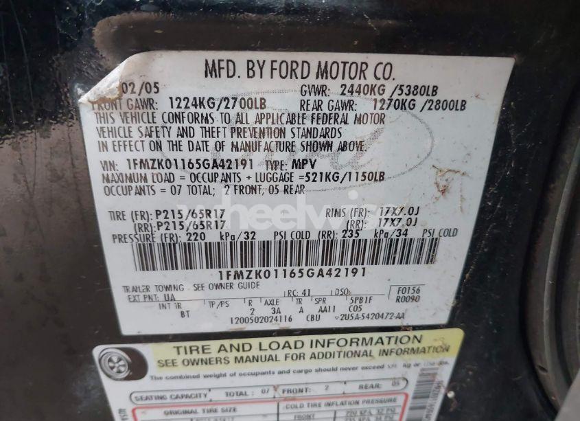 Photo 9 of 2005 Ford Freestyle SE (VIN 1FMZK01165GA42191)