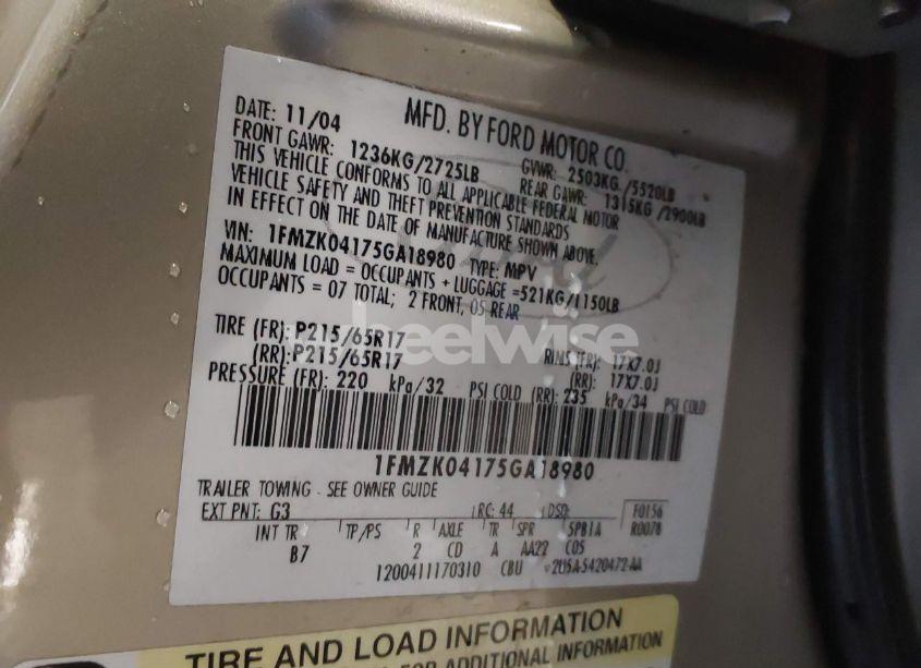 Photo 9 of 2005 Ford Freestyle SE (VIN 1FMZK04175GA18980)