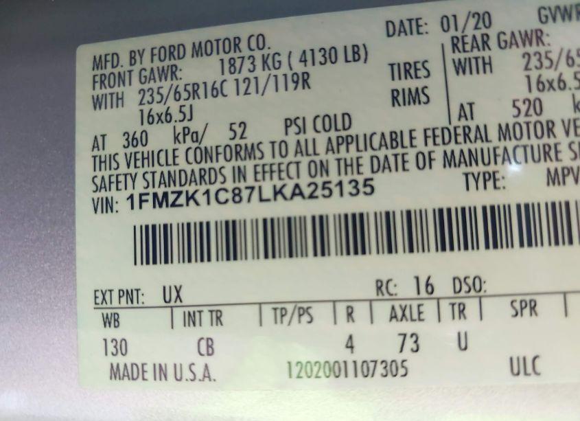 Photo 9 of 2020 Ford Transit-150 PASSENGER VAN XLT (VIN 1FMZK1C87LKA25135)