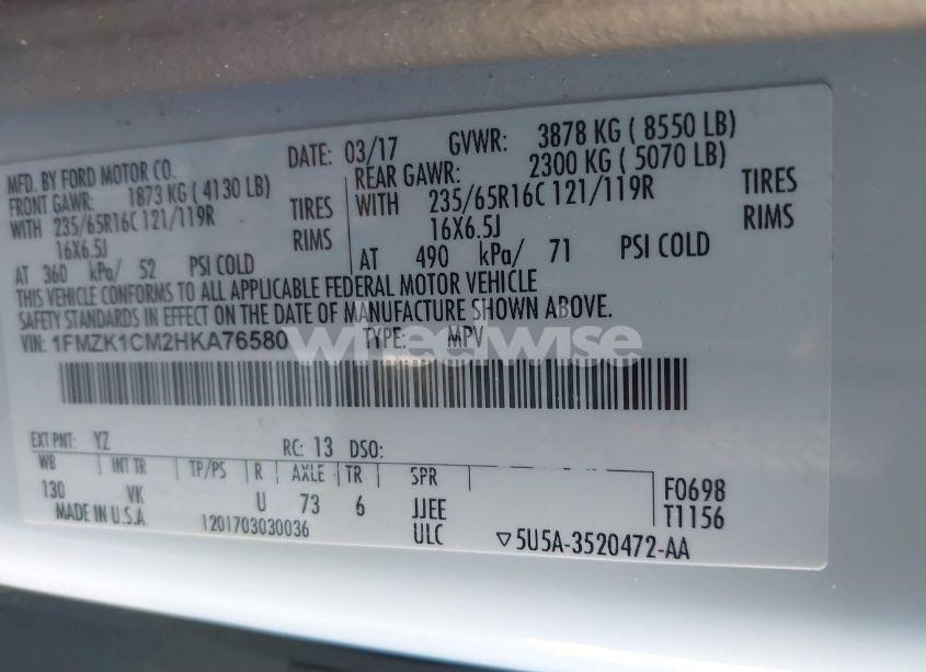 Photo 9 of 2017 Ford Transit-150 XL (VIN 1FMZK1CM2HKA76580)