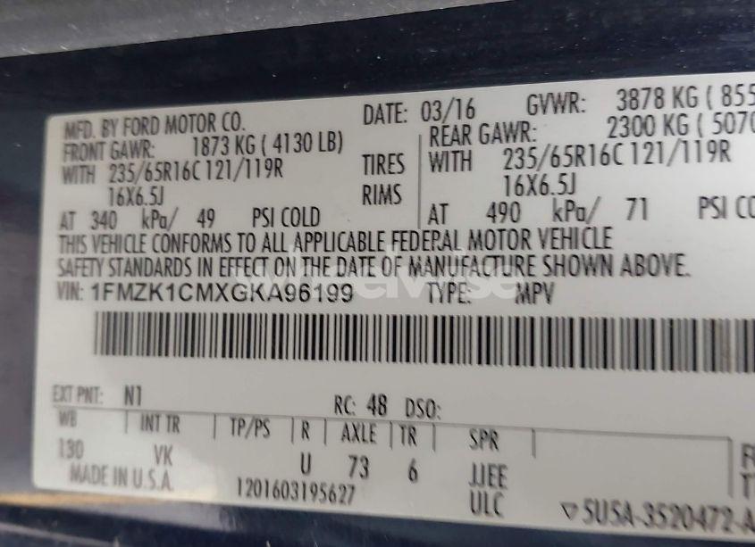 Photo 9 of 2016 Ford Transit-150 XL (VIN 1FMZK1CMXGKA96199)