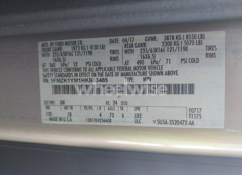 Photo 9 of 2017 Ford Transit-150 XLT (VIN 1FMZK1YM1HKB03485)