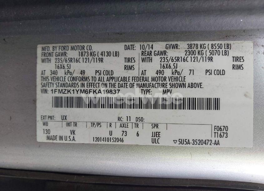 Photo 9 of 2015 Ford Transit-150 XL (VIN 1FMZK1YM6FKA19837)