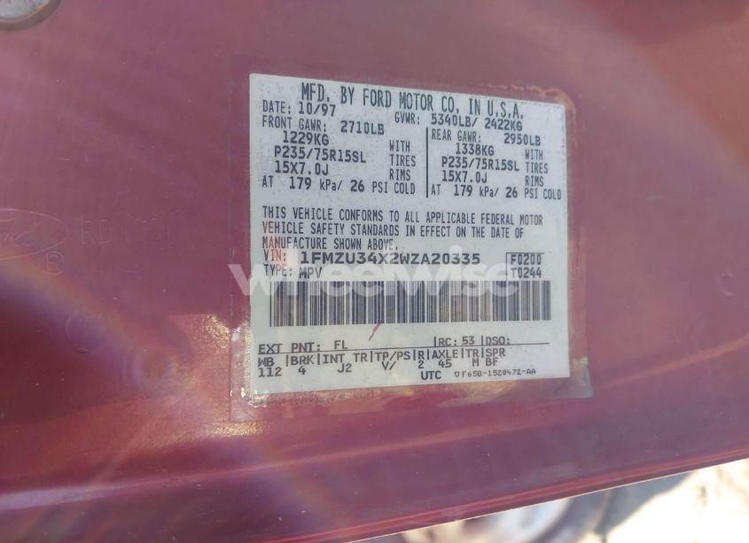 Photo 9 of 1998 Ford Explorer N/A (VIN 1FMZU34X2WZA20335)