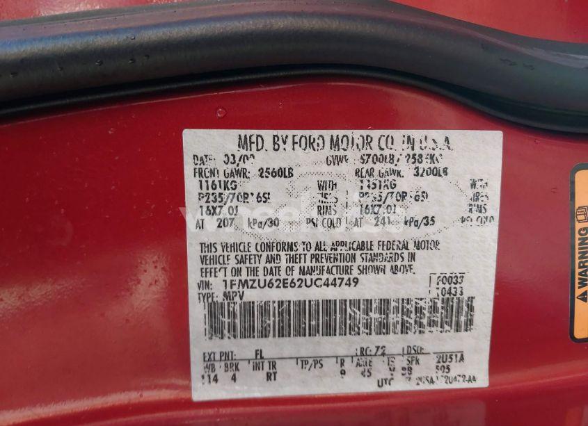 Photo 9 of 2002 Ford Explorer XLS (VIN 1FMZU62E62UC44749)