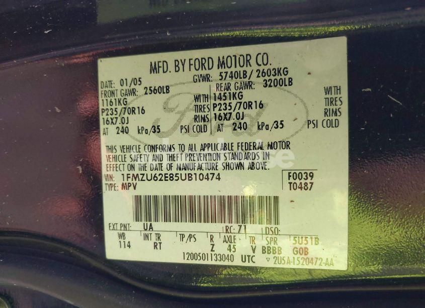 Photo 9 of 2005 Ford Explorer XLS/XLS SPORT (VIN 1FMZU62E85UB10474)