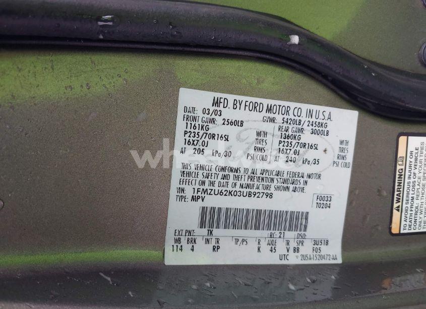 Photo 9 of 2003 Ford Explorer XLS (VIN 1FMZU62K03UB92798)