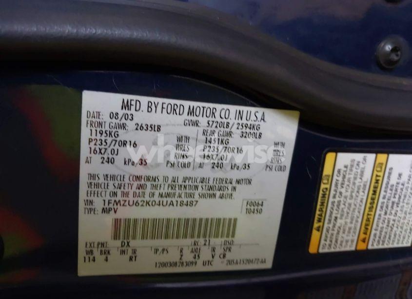 Photo 9 of 2004 Ford Explorer XLS (VIN 1FMZU62K04UA18487)