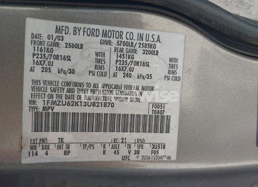 Photo 9 of 2003 Ford Explorer XLS (VIN 1FMZU62K13UB21870)