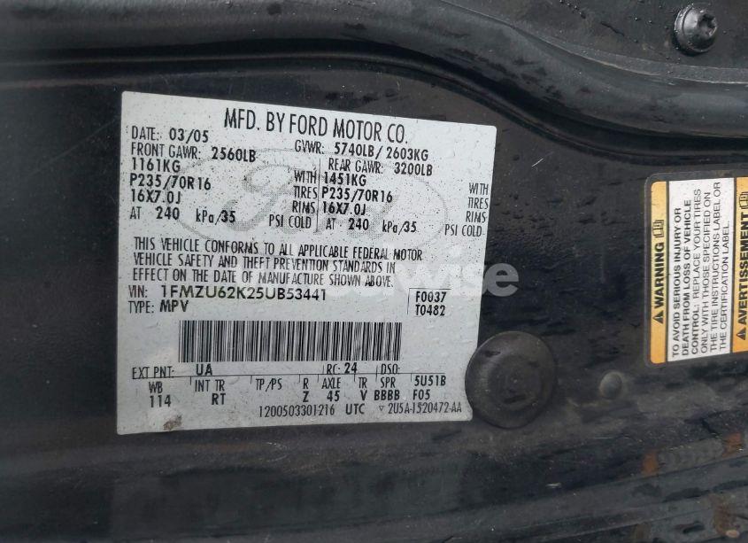 Photo 9 of 2005 Ford Explorer XLS/XLS SPORT (VIN 1FMZU62K25UB53441)