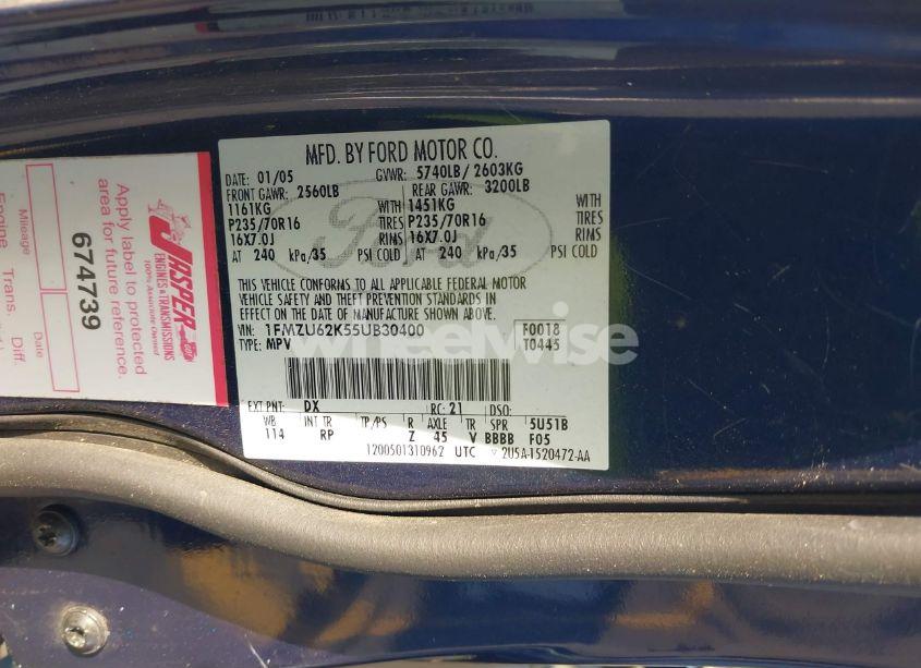 Photo 9 of 2005 Ford Explorer XLS/XLS SPORT (VIN 1FMZU62K55UB30400)