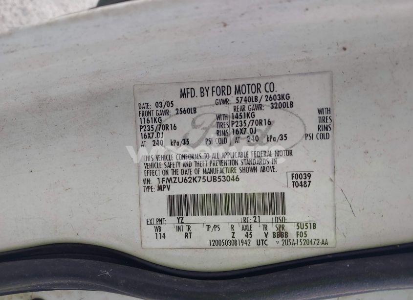 Photo 9 of 2005 Ford Explorer XLS/XLS SPORT (VIN 1FMZU62K75UB53046)