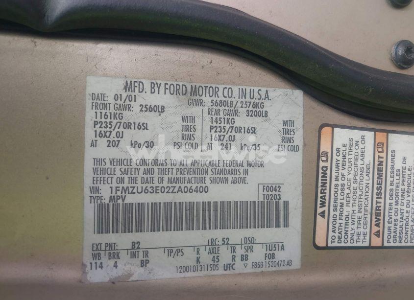 Photo 9 of 2002 Ford Explorer XLT (VIN 1FMZU63E02ZA06400)