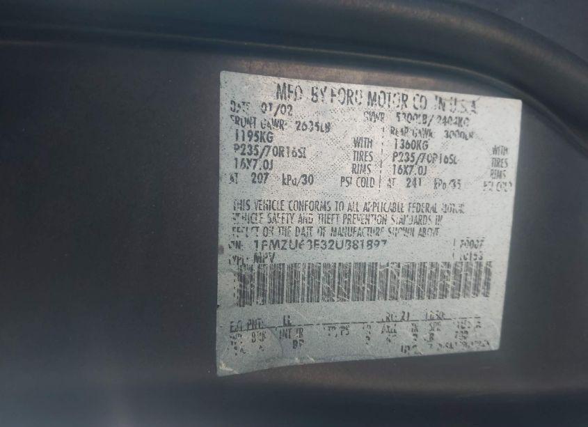 Photo 9 of 2002 Ford Explorer XLT (VIN 1FMZU63E32UB81897)