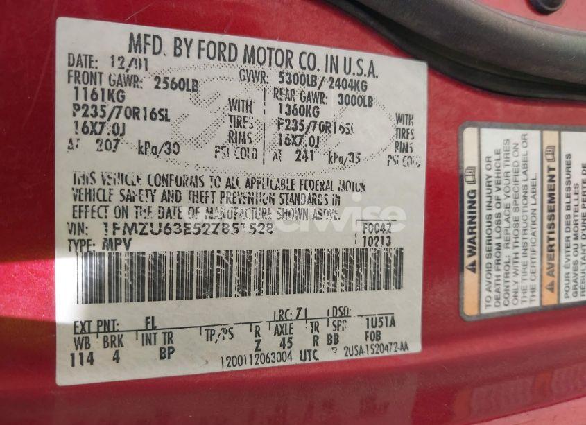 Photo 9 of 2002 Ford Explorer XLT (VIN 1FMZU63E52ZB51528)