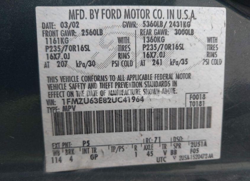 Photo 9 of 2002 Ford Explorer XLT (VIN 1FMZU63E82UC41964)