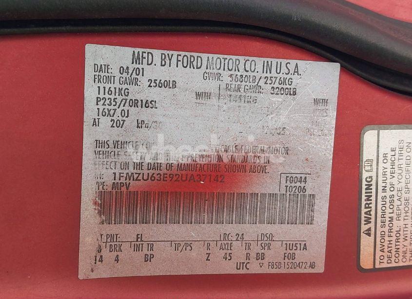 Photo 9 of 2002 Ford Explorer XLT (VIN 1FMZU63E92UA37142)