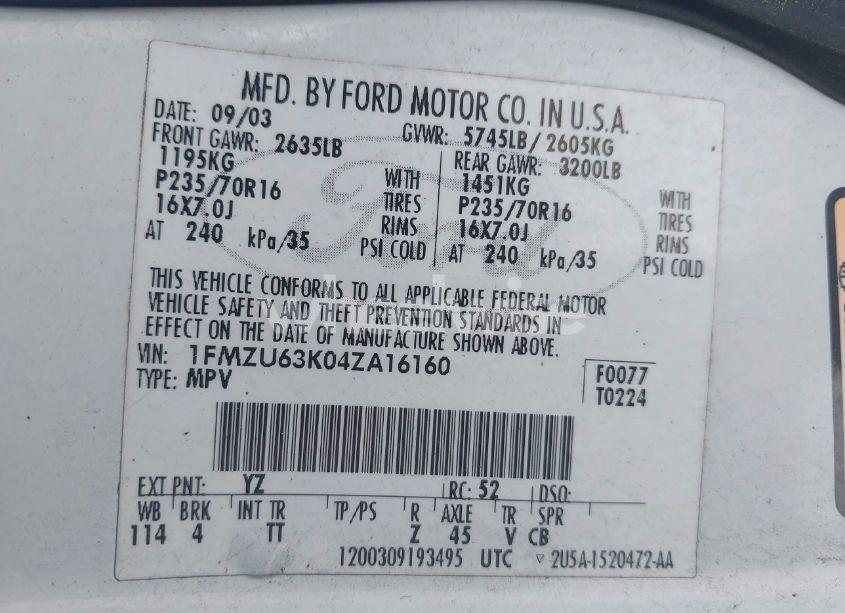 Photo 9 of 2004 Ford Explorer XLT (VIN 1FMZU63K04ZA16160)