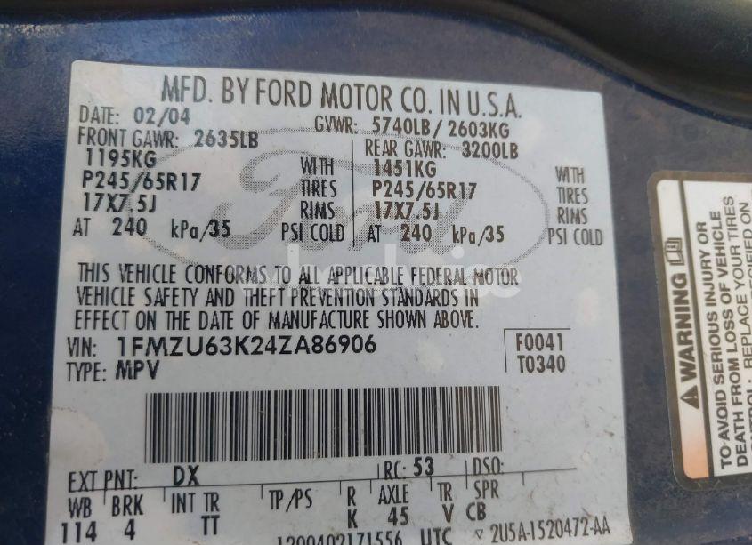 Photo 9 of 2004 Ford Explorer XLT (VIN 1FMZU63K24ZA86906)