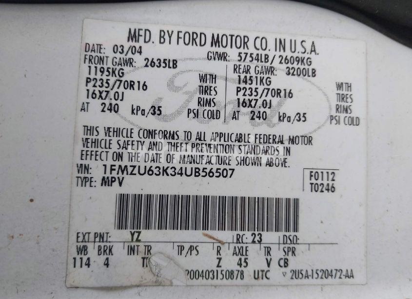 Photo 9 of 2004 Ford Explorer XLT (VIN 1FMZU63K34UB56507)