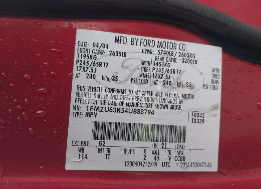 Photo 9 of 2004 Ford Explorer XLT (VIN 1FMZU63K54UB88794)