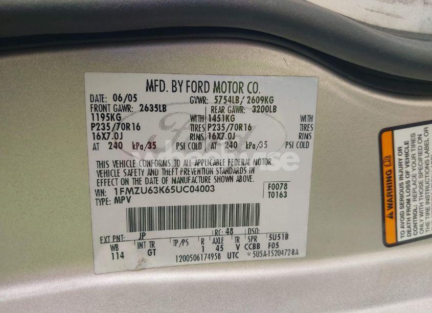 Photo 9 of 2005 Ford Explorer XLT/XLT SPORT (VIN 1FMZU63K65UC04003)