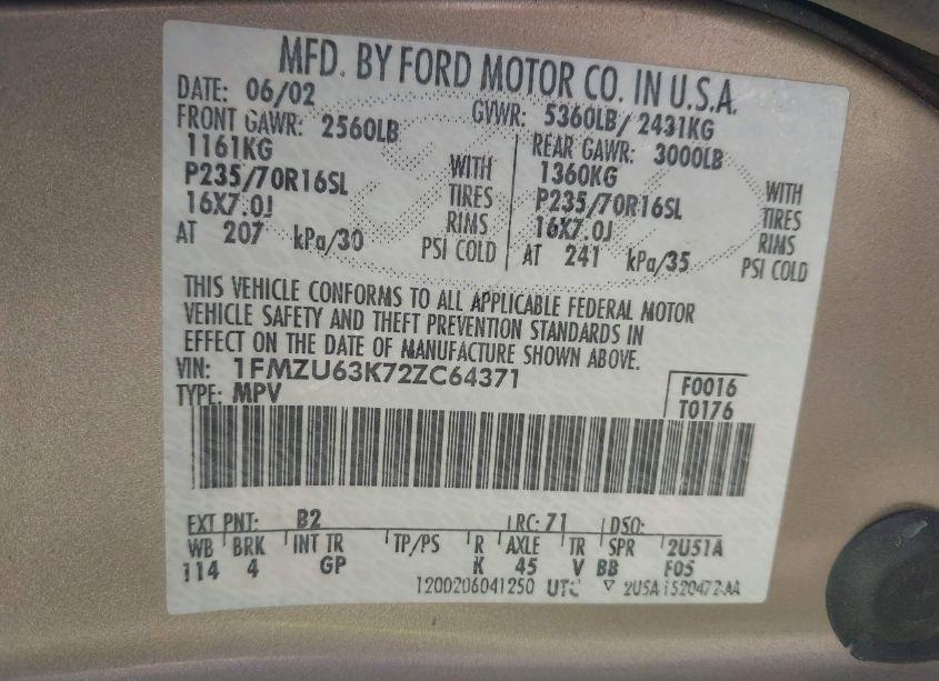 Photo 9 of 2002 Ford Explorer XLT (VIN 1FMZU63K72ZC64371)