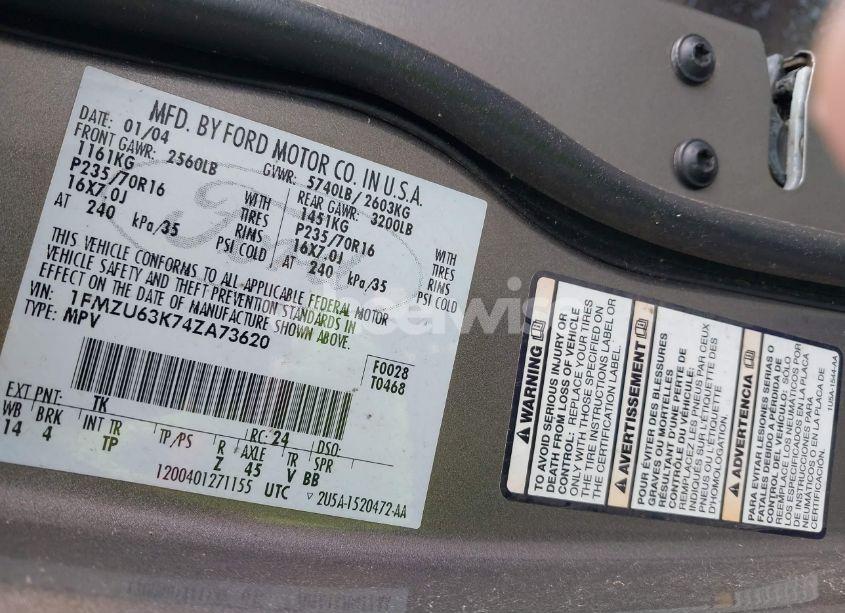 Photo 9 of 2004 Ford Explorer XLT (VIN 1FMZU63K74ZA73620)