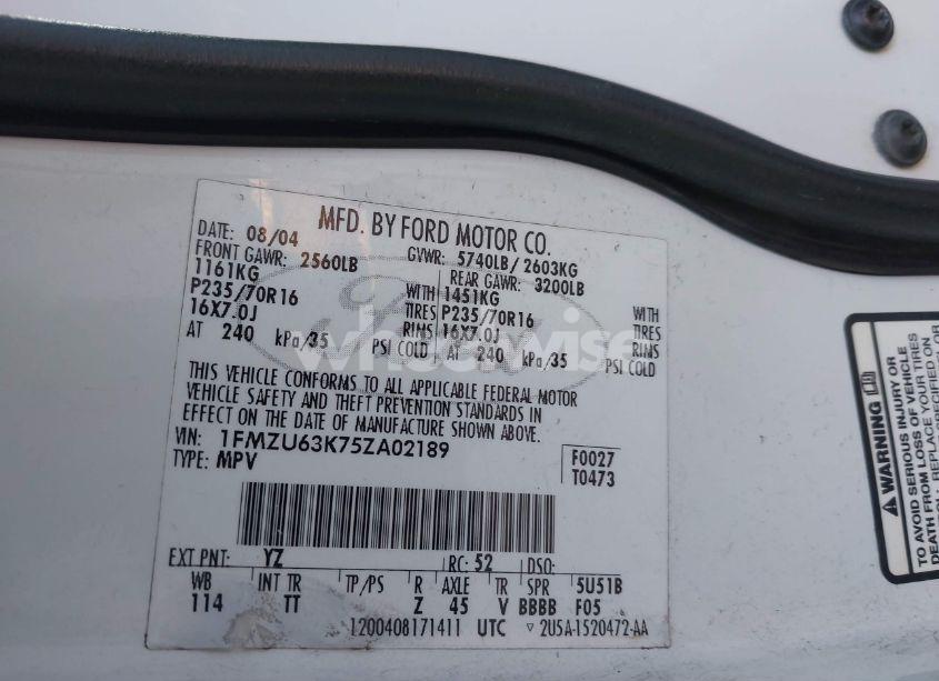 Photo 9 of 2005 Ford Explorer XLT/XLT SPORT (VIN 1FMZU63K75ZA02189)