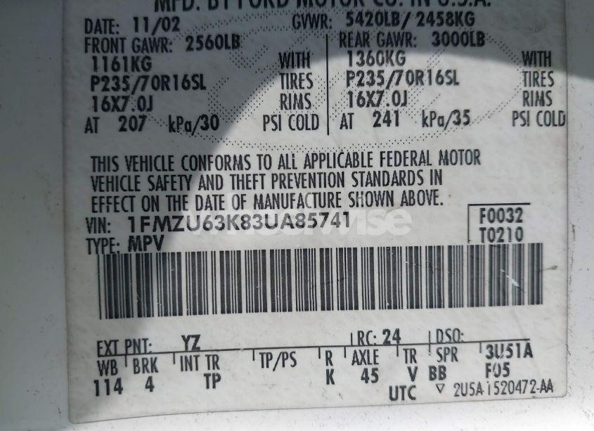 Photo 9 of 2003 Ford Explorer (VIN 1FMZU63K83UA85741)