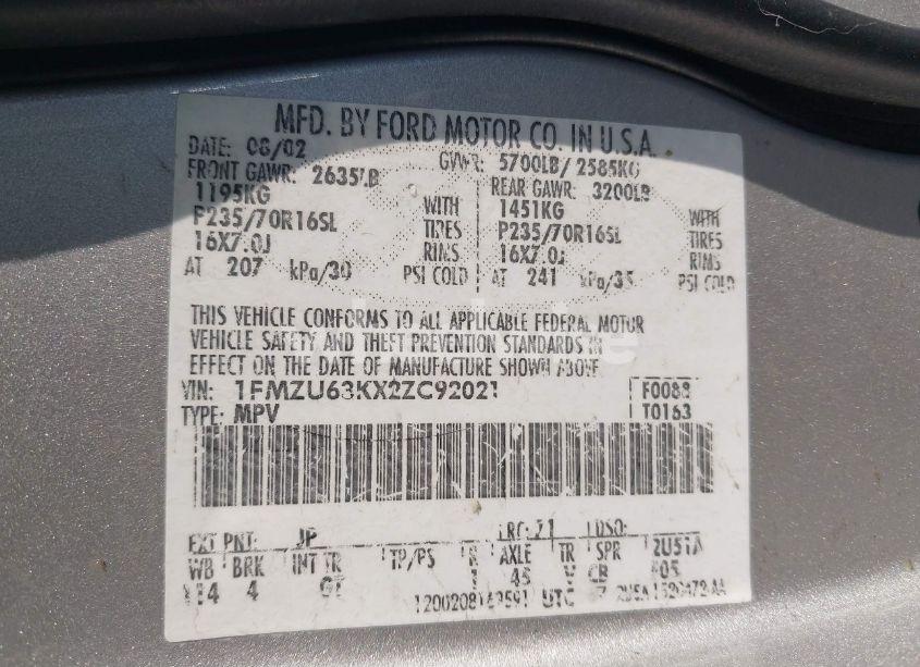 Photo 9 of 2002 Ford Explorer XLT (VIN 1FMZU63KX2ZC92021)