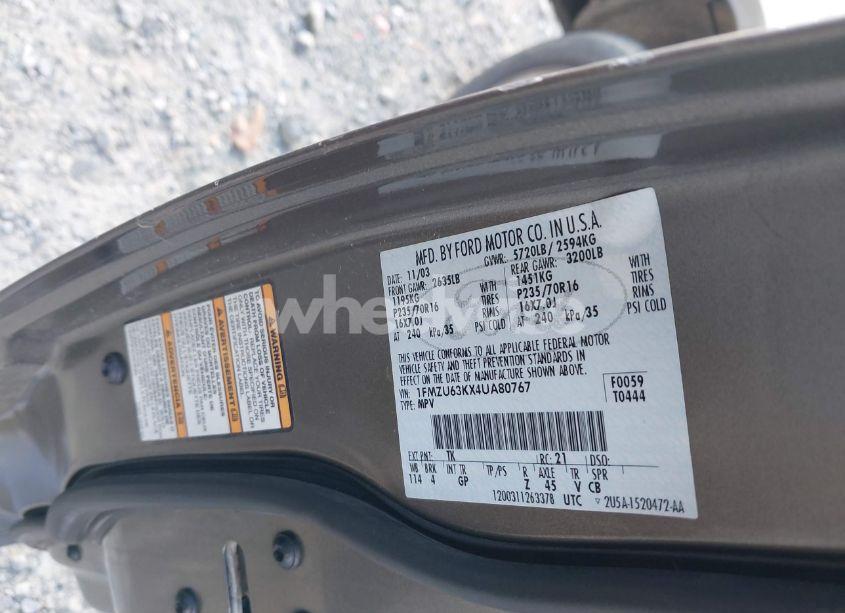 Photo 9 of 2004 Ford Explorer XLT (VIN 1FMZU63KX4UA80767)