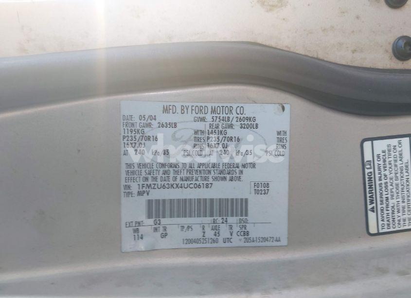 Photo 9 of 2004 Ford Explorer XLT (VIN 1FMZU63KX4UC06187)