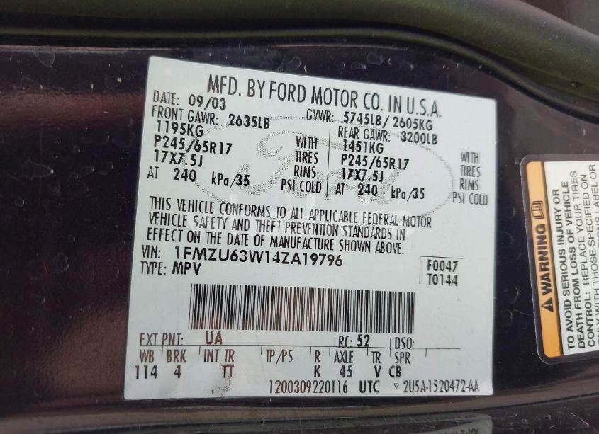 Photo 9 of 2004 Ford Explorer XLT/XLT SPORT (VIN 1FMZU63W14ZA19796)