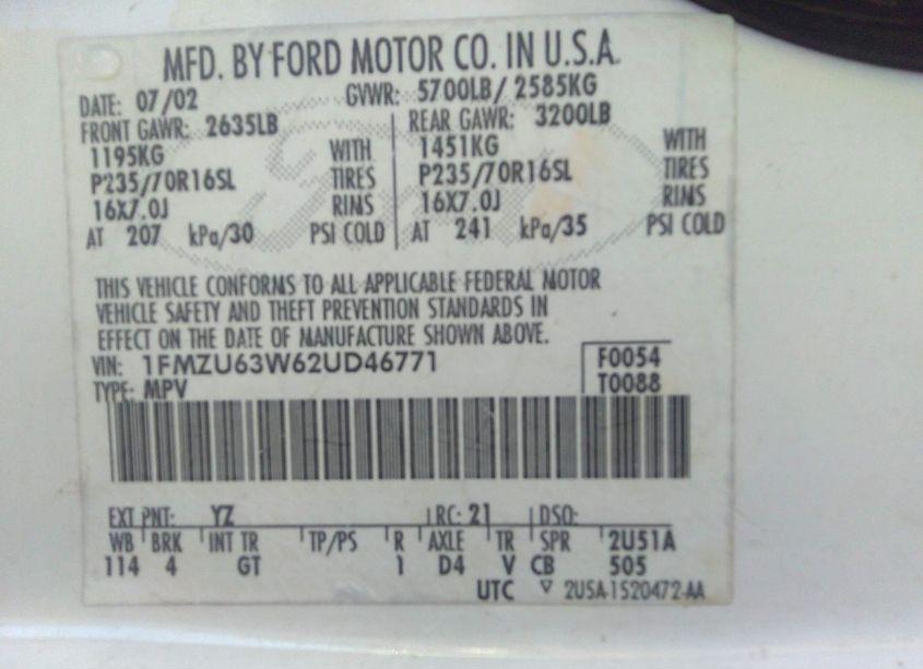 Photo 9 of 2002 Ford Explorer XLT (VIN 1FMZU63W62UD46771)