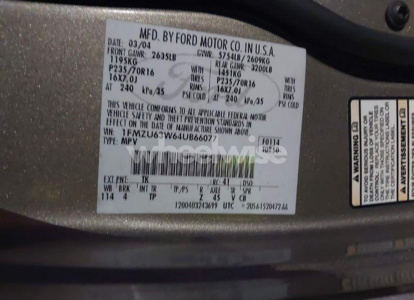 Photo 9 of 2004 Ford Explorer XLT (VIN 1FMZU63W64UB66077)