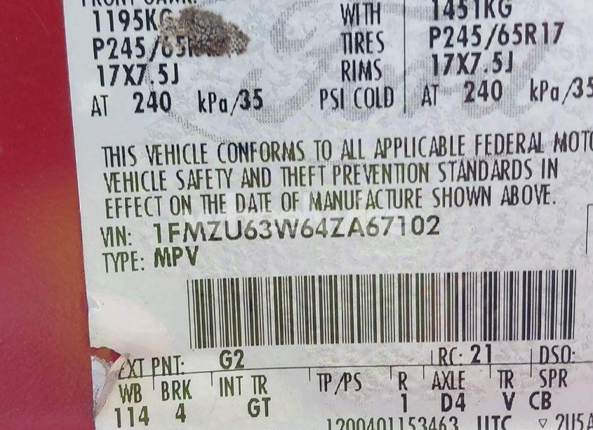 Photo 9 of 2004 Ford Explorer XLT (VIN 1FMZU63W64ZA67102)