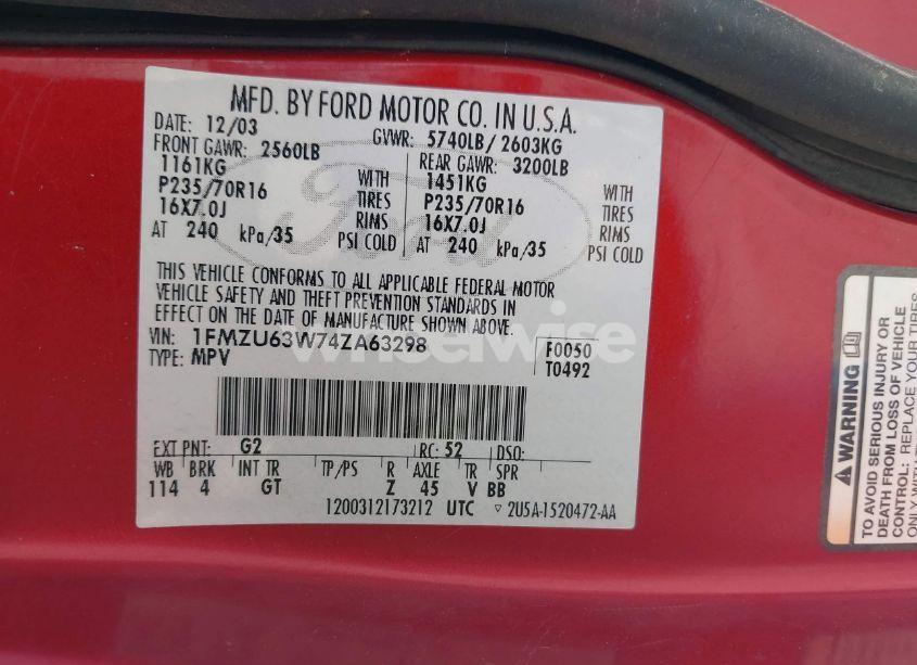 Photo 9 of 2004 Ford Explorer XLT (VIN 1FMZU63W74ZA63298)