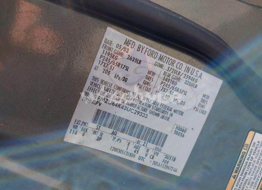 Photo 9 of 2003 Ford Explorer EDDIE BAUER (VIN 1FMZU64K43UC29333)