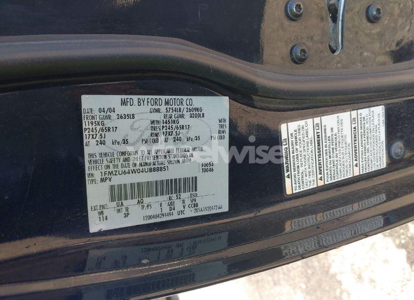 Photo 9 of 2004 Ford Explorer EDDIE BAUER (VIN 1FMZU64W04UB88851)