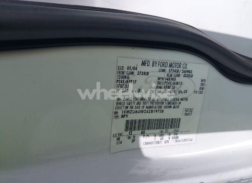 Photo 9 of 2004 Ford Explorer EDDIE BAUER (VIN 1FMZU64W24ZB19758)