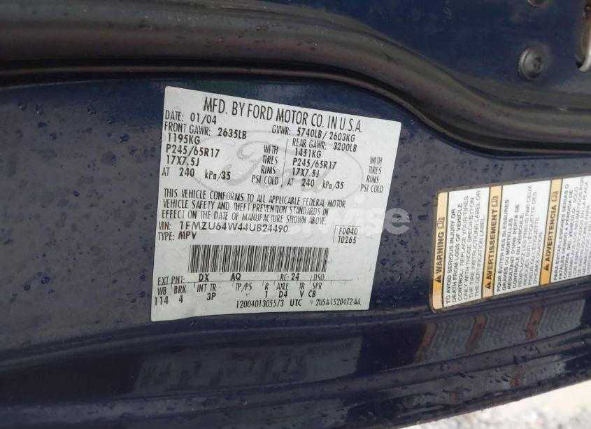 Photo 9 of 2004 Ford Explorer EDDIE BAUER (VIN 1FMZU64W44UB24490)