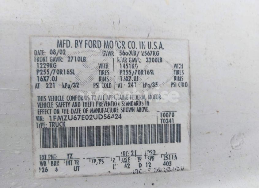 Photo 9 of 2002 Ford Explorer SPORT TRAC (VIN 1FMZU67E02UD56424)