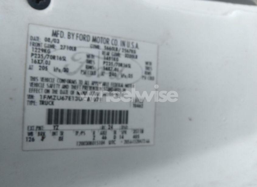 Photo 9 of 2003 Ford Explorer SPORT TRAC XLS/XLT (VIN 1FMZU67E13UC81878)