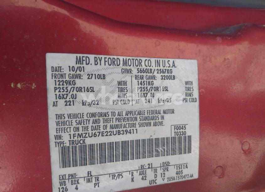 Photo 9 of 2002 Ford Explorer SPORT TRAC (VIN 1FMZU67E22UB39411)