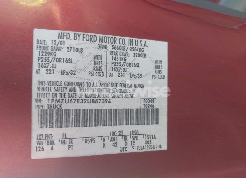 Photo 9 of 2002 Ford Explorer SPORT TRAC (VIN 1FMZU67E32UB67394)