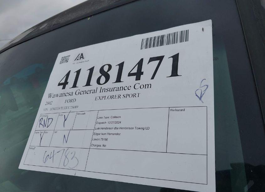 Photo 12 of 2002 Ford Explorer SPORT TRAC (VIN 1FMZU67E32UC75689)