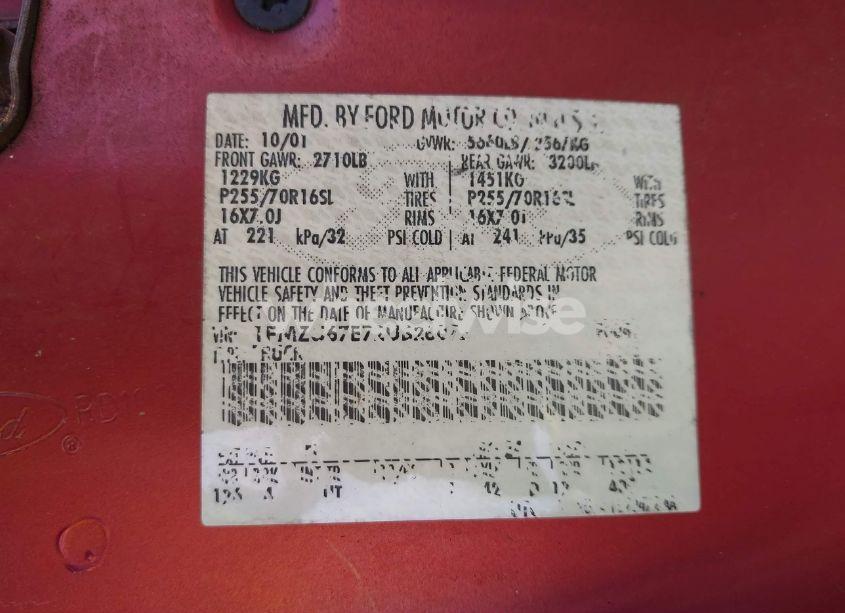 Photo 9 of 2002 Ford Explorer SPORT TRAC (VIN 1FMZU67E72UB26072)